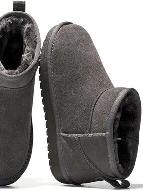 100% Genuine Leather Womens Boots Fur-Lined Booties Ankle Boots for Women